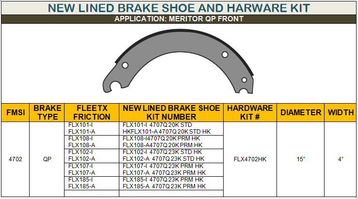 New Lined Brake Shoe And Harware Kit-10