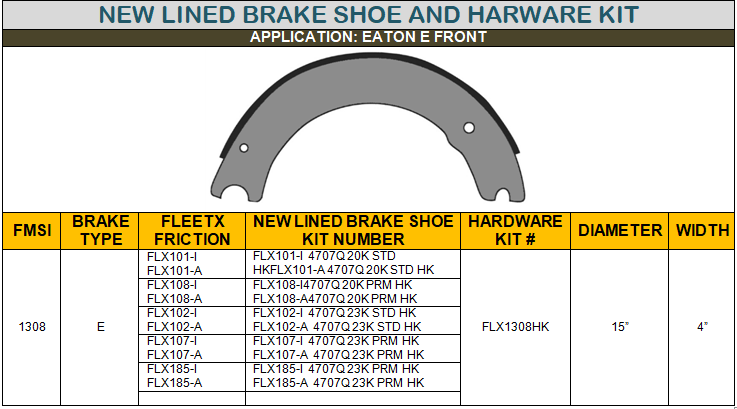 New Lined Brake Shoe And Harware Kit-11