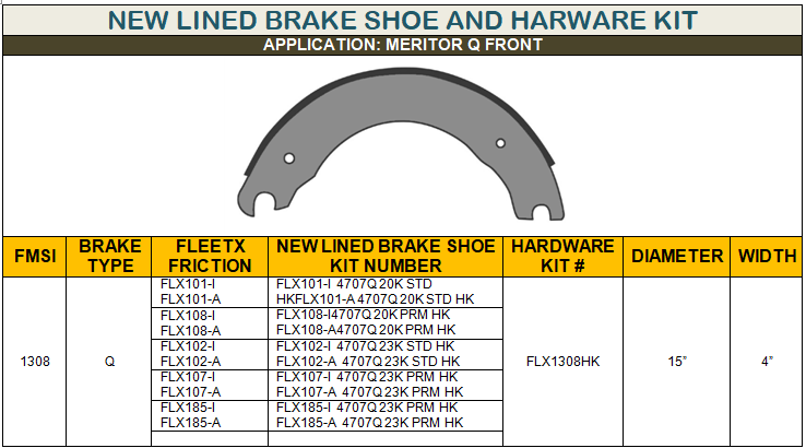 New Lined Brake Shoe And Harware Kit-12