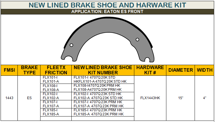 New Lined Brake Shoe And Harware Kit-13