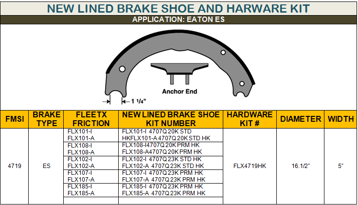 New Lined Brake Shoe And Harware Kit-6