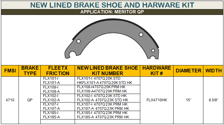 New Lined Brake Shoe And Harware Kit-8